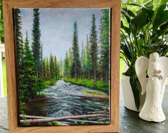 Whispering Pines -Original Oil Painting on Stretched Canvas, 8x10, Unframed Rocky Mountain Landscape