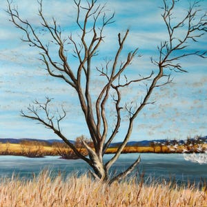 Original Oil Painting, Snow Geese Flock Flight, Wildlife Landscape Art (18x24 Canvas)