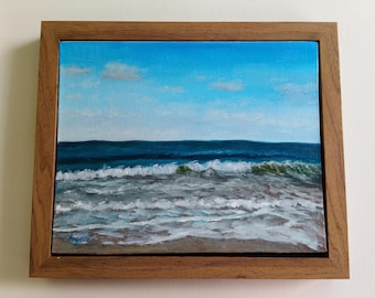 Original Ocean Oil Painting, Whispering Waves, Canvas Panel, Coastal Wall Art, Beach Seascape 8x10