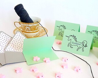 Mini Unicorn Cards with Lined Envelopes - Unicorn Gift Cards - Personalized Gift Cards - Mini Unicorn & Star Cards - Mini Cards - 10 pc. set