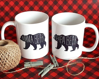 Mama and Papa Bear Mugs - BOTH MUGS - New Mom and Dad Gift - New Parents Gift - Holiday Gift - Coworker Gift - Mama Bear - Papa Bear