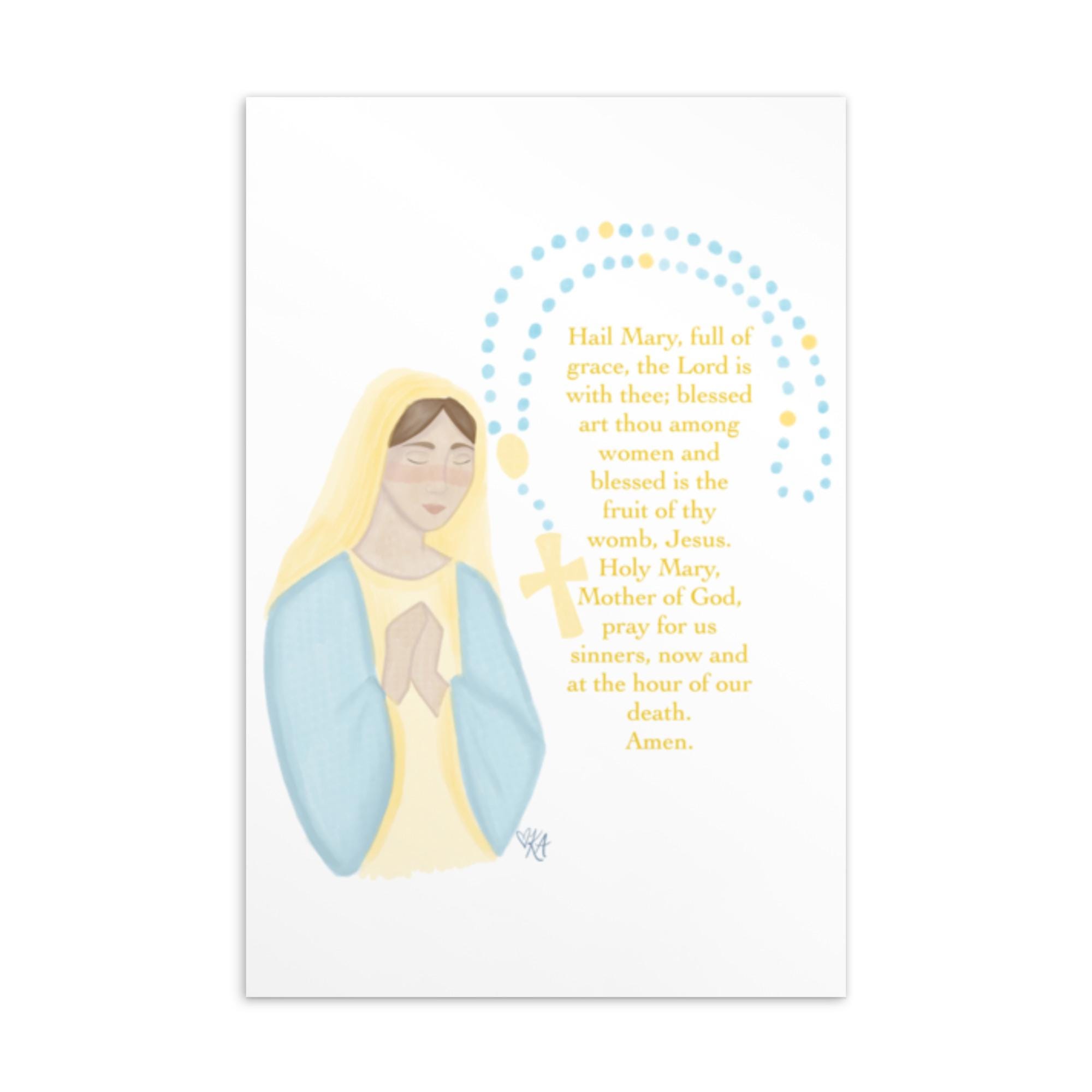 Hail Mary Prayer Card - Etsy