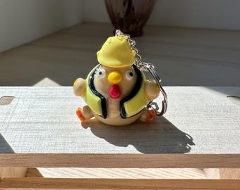Handgemachte Polymer Clay Huhn Schlüsselbund | Bauweste, Schutzhelm Figur