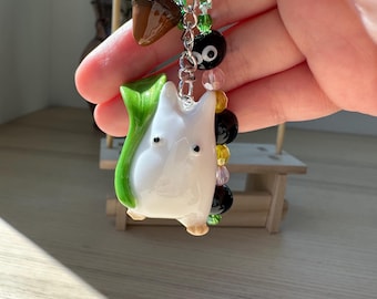 Hand-sculpted Totoro Keychain with Soot Spirits | Ghibli Inspired Polymer Clay Accessory