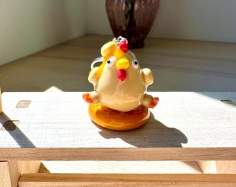 Huhn und Waffeln handgemachte Ton Keychain Sirup Waffeln Figur