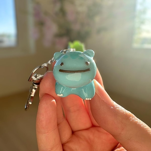 Cute Bulbasaur-Inspired Keychain | Ditto Bulbasaur Charm | Silly Face Pokémon