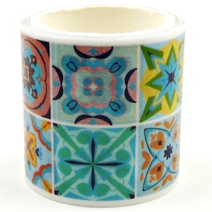 azulejos 05 - Fita adesiva de papel washi japonês - 40 mm de largura - 2,2 jardas - Sem desconto