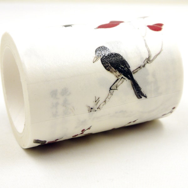 Peinture ancienne d'oiseau chinois - Masking tape en Washi japonais - 60 mm de large - 5,5 yards - Pas de remise