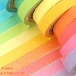 Japanese Washi Masking Tape Set - Rainbow Narrow Tape Set - 7mm wide - 5.5 Yards (each roll) - 10 rolls