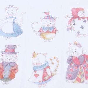 Alice Cat in Wonderland - Japanese Washi Paper Masking Tape - 20mm wide - 11 yard