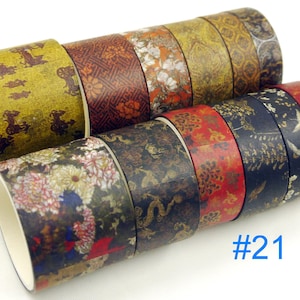 Japonisme 02 - Lot de rubans de masquage japonais en Washi - 12 rouleaux - 2,2 yards - Pas de remise