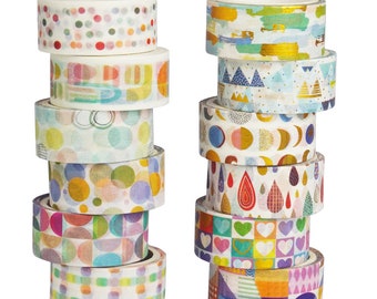 Child's play - Japanese Washi Masking Paper Tape Set - 12 rolls in total - 15mm wide - 3.3 yard