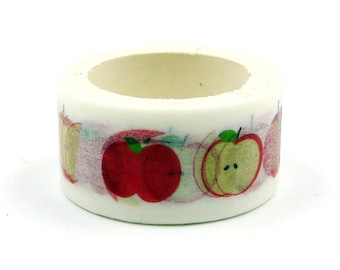 Una manzana al día - Cinta adhesiva washi japonesa - 18 mm de ancho - 5,5 yardas
