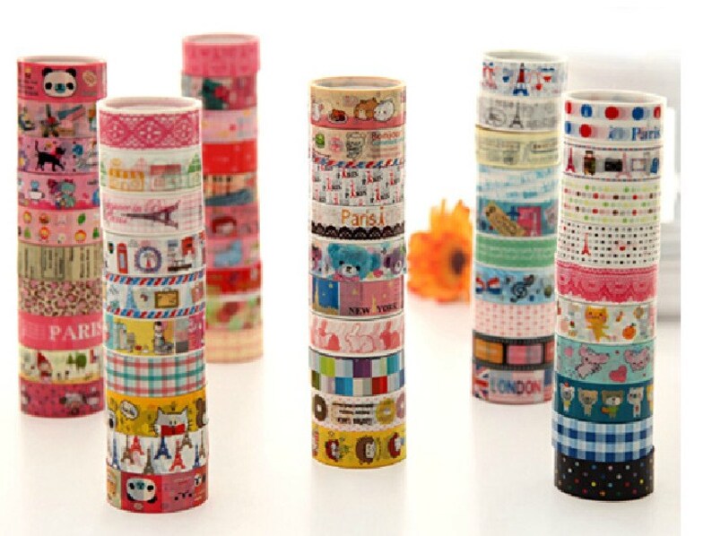 03-5.5 yards each roll 10 rolls Translucent Narrow Sticker Tape Set