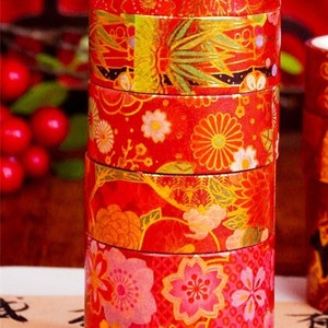 Kimono Serie 09 - Japanisches Washi Masking Tape Set - 5 Rollen - 3,3 m