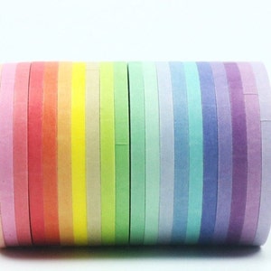 20 Rolls Washi Masking Tape Set, 3mm 110 Yards Colorful Rainbow Pastel  Washi Tape Set, Skinny Thin Decorative Colored Washi Craft Tape for Bullet