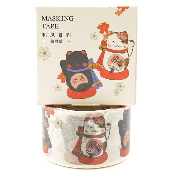 beckoning cat - Japanese Washi Masking Tape - 30mm wide - 7.6 Yards