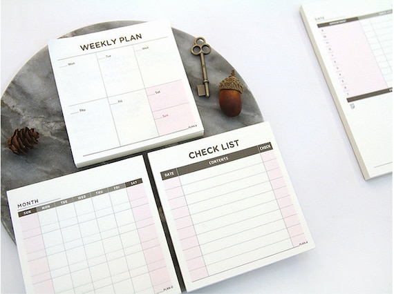 Journaling Spot - Desk Memo Pad - Monthly, Weekly and Check List for choice - 60 sheets
