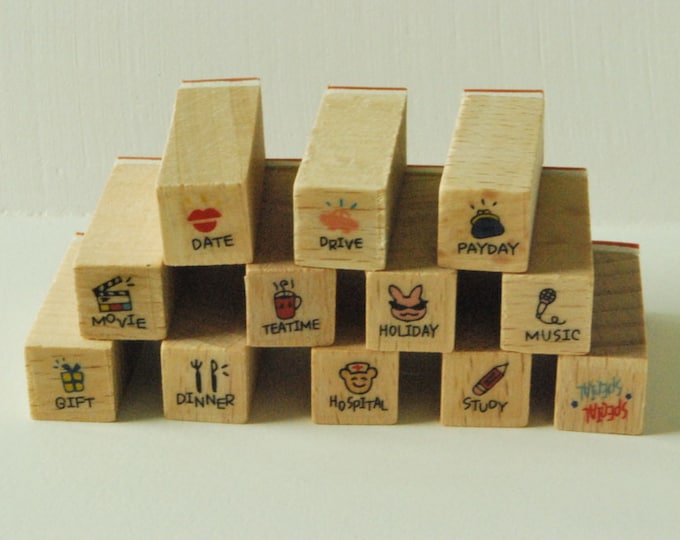 Retro Wooden Stamp Box Set Travel Around the World 15 Etsy