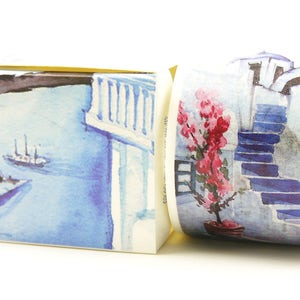 Grèce - Ruban adhésif japonais en washi - 40 mm de large - 7,6 yards