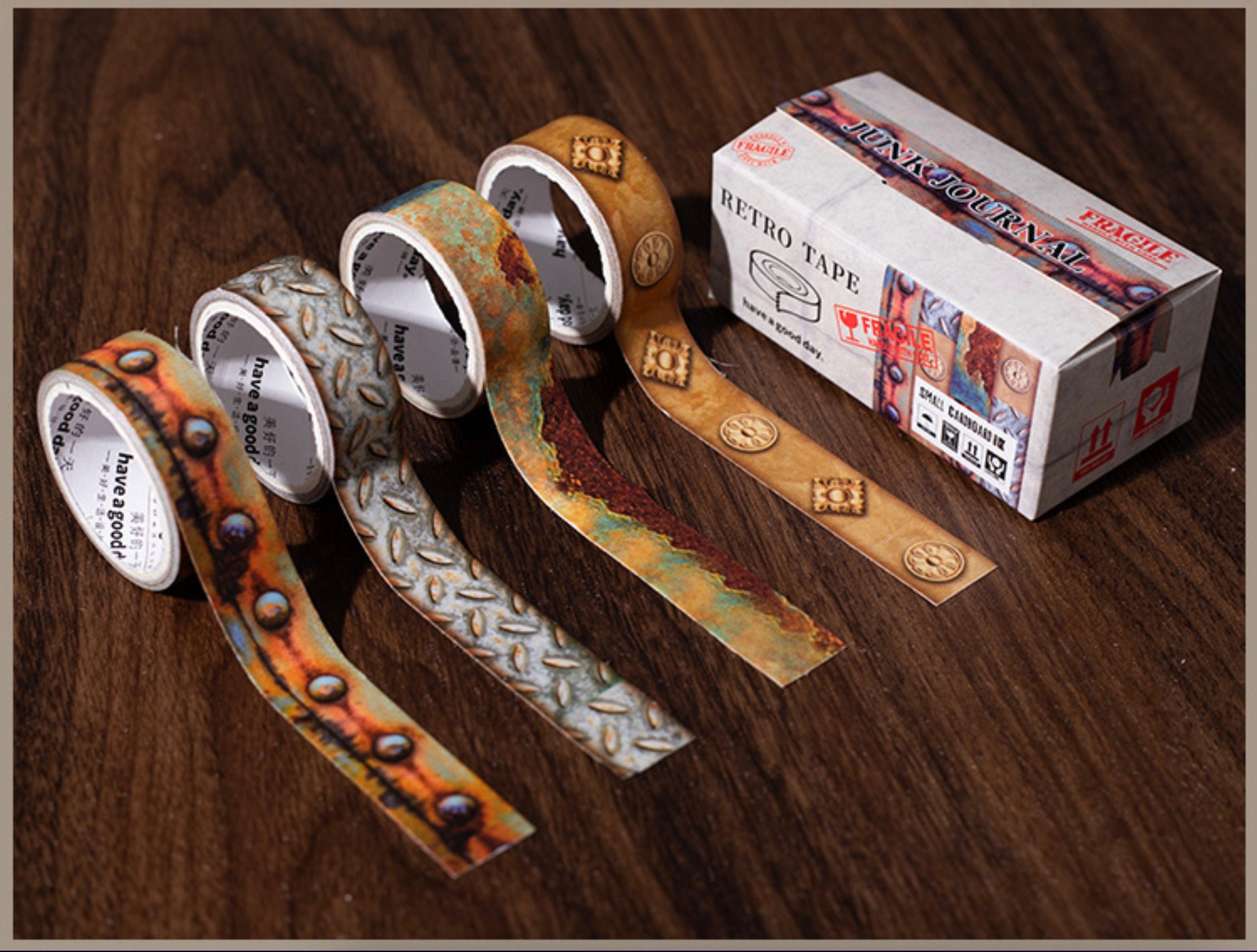 Rust - Japanese Washi Masking Paper Tape Set - 15mm wide - 2.2 yard - 4 rolls