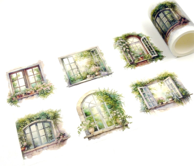 Green Window Japanese Washi Masking Tape 60mm wide 3.3 Yard image 7