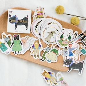 Papier-Deco-Label-Siegel-Set - Cat City - 45 Stk