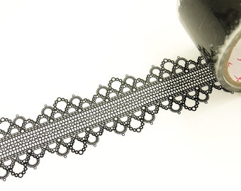 Translucent Wide Sticker Tape - Black Lace 8 - 48mm Wide - 16 Yard