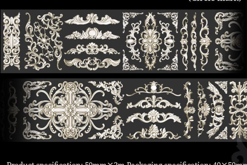 May include: A set of 20 ornate, white, decorative, floral, scrollwork, and cross-shaped designs on a black background. These designs can be used for scrapbooking, card making, or other craft projects.