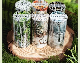 Forest Whisper - Juego de cintas adhesivas de papel washi japonés - 80 mm de ancho - 2,2 yardas