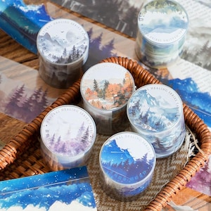 Trekking through forests - Conjunto de fita adesiva PET japonesa - 45 mm de largura - 2,2 jardas - 6 rolos - Sem desconto