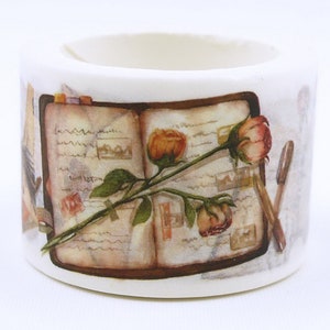 Cinta adhesiva washi japonesa "Carta de amor" - 40 mm de ancho - 2,2 yardas
