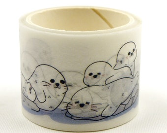 Seal Pups - Nastro adesivo decorativo in carta Washi giapponese - 30 mm di larghezza - 2,2 iarde