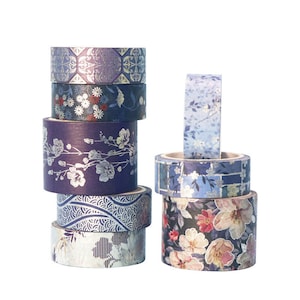 Do Azure ao Azul - Conjunto de adesivos de papel para mascaramento japonês Washi - 8 rolos no total - Sem desconto