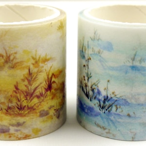 Inverno e outono - Fita adesiva Washi japonesa - 2 rolos - 40 mm de largura - 2,2 jardas