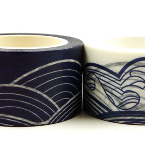 Cinta adhesiva japonesa washi con ondas de viento, 22 mm de ancho, 7,6 yardas