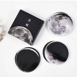 Ensemble de cachets d'étiquettes en papier déco - Lune - 45 pcs