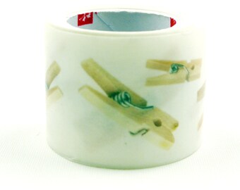 wooden clip - Japanese Washi Masking Tape - 30mm wide - 3.3 Yard