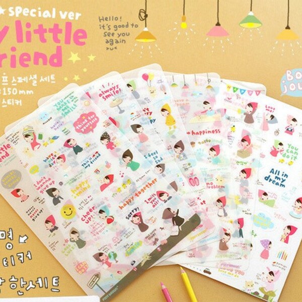 Deco Translucent Sticker Set - My little friend - 6 sheets