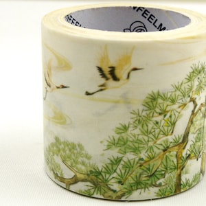 Tree and Crane Good Fortune - Japanse washi-afplaktape - 40 mm breed - 5,5 yard