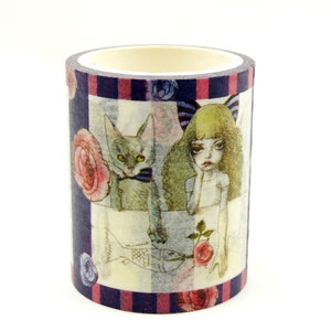 Cat love person - Japanese Washi Masking Tape - 50mm wide - 5.5 Yard