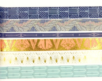 Golden Era - Zestaw japońskich taśm maskujących washi - szerokość 15 mm - 3,3 jarda - 6 rolek