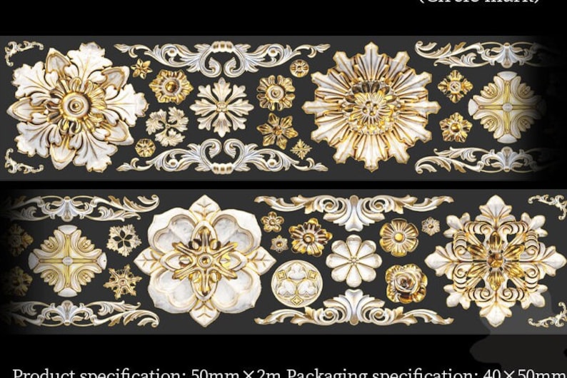 May include: A set of 20 decorative gold and white ceiling rosettes. The rosettes are made of a lightweight material and are perfect for adding a touch of elegance to any room.