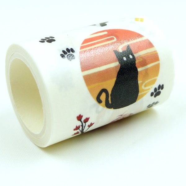 Schwarze Katze Mit mir - Japanisches PET Masking Tape - 50mm breit - 3,3 m