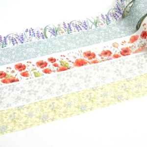 In Bloom - Juego de cintas adhesivas de papel washi japonesas - 30 mm de ancho - 2,2 yardas - 5 rollos - Sin descuento imagen 3