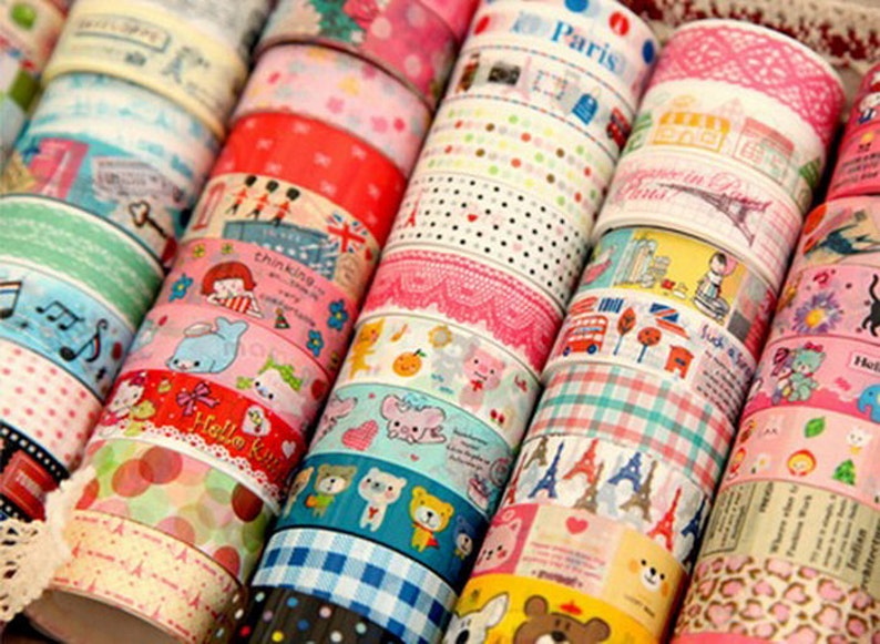 03-5.5 yards each roll 10 rolls Translucent Narrow Sticker Tape Set