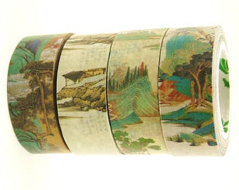 Chinese Ancient Picture 08 - Japanese Washi Masking Tape Set - 7.6 Yard - 4 rolls - No discount