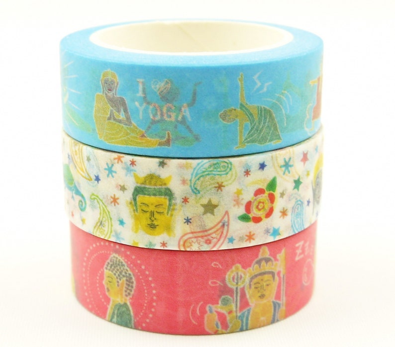 Love Yoga Japanese Washi Masking Tape 15mm wide 7.6 Yard 3 rolls no discount image 1