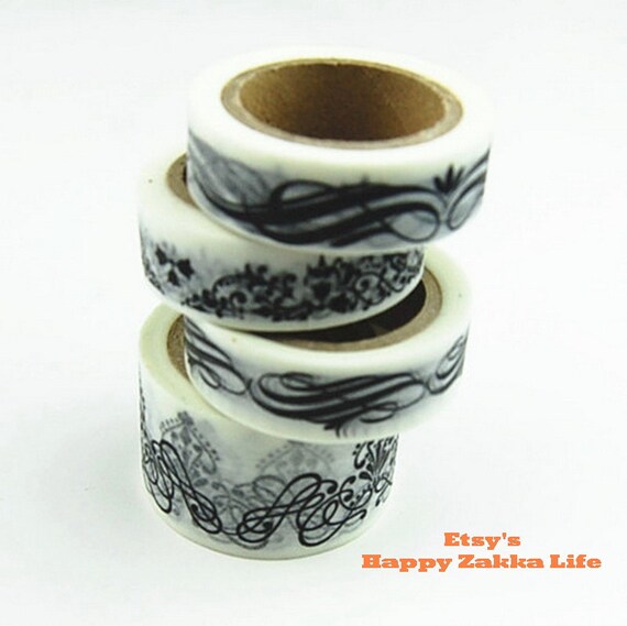 Items similar to Japanese Washi Masking Tape Set Black and White