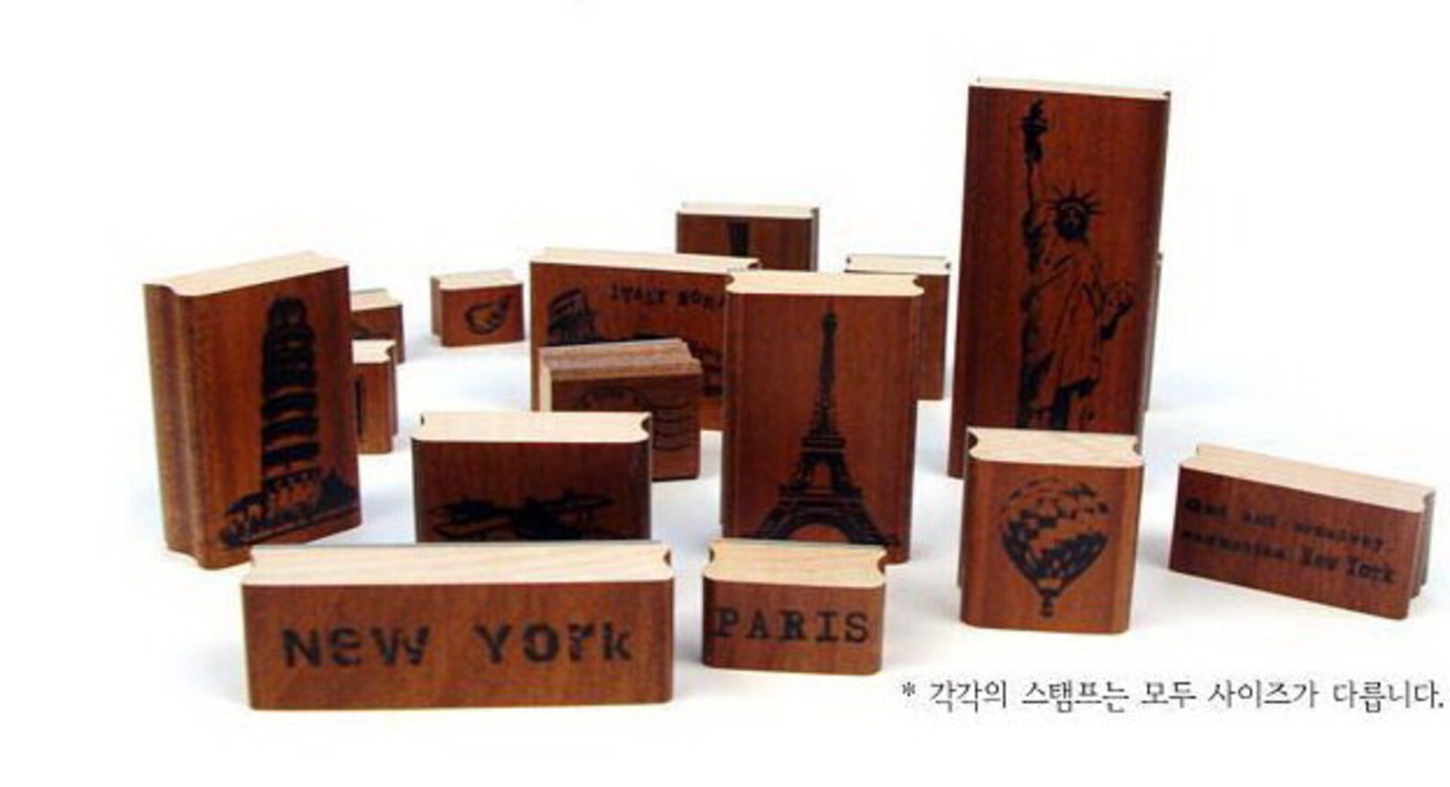 Retro Wooden Stamp Box Set Travel Around the World 15 Etsy